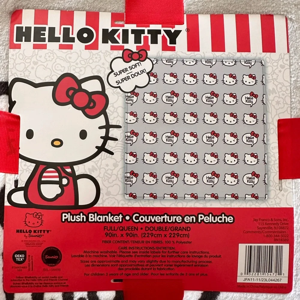 Hello Kitty Valentines Light Grey Full/Queen Plush Blanket - Picture 2 of 2